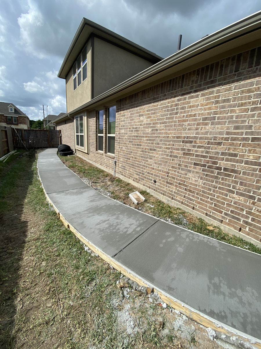 Walkway along a brick home